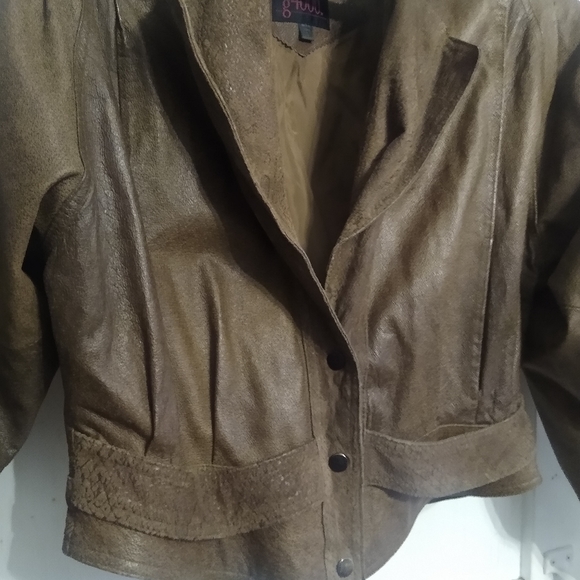 1980"s vintage leather jacket large Vintsge Leather Bomber Brown Caramel - Picture 3 of 14